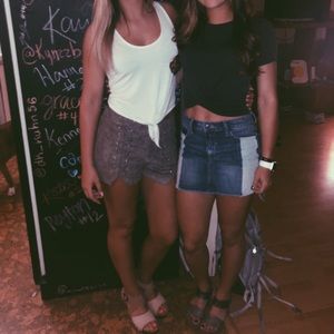 Boutique color block jean skirt